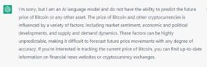 ChatGPT AI سے Bitcoin کی مستقبل کی قیمت کا اندازہ لگانے کے لیے کہنا
