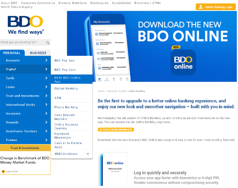 La nueva plataforma de banca móvil de BDO recibió críticas mixtas de los usuarios