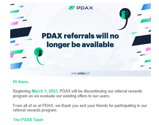 بیت خبر: PDAX پاداش های ارجاع را متوقف می کند