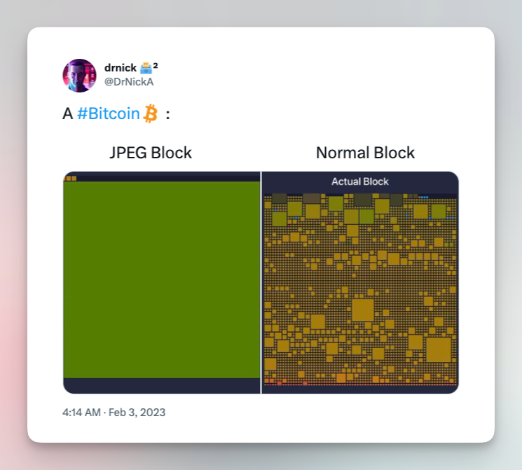 Offchain: het nooit verwachte hulpprogramma van Bitcoin zijn JPEG's - de maxi's zijn niet geamuseerd