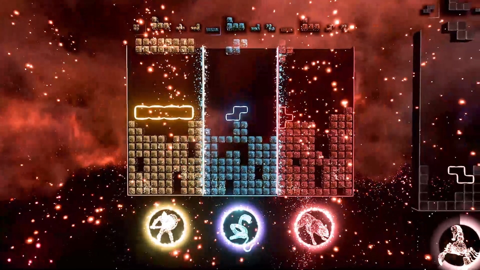 Koop-Gameplay im verbundenen Modus mit Tetris-Effekt