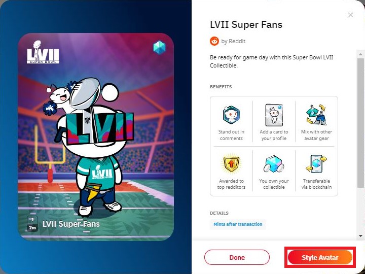 Reddit Releases Free Super Bowl NFTs limited-edition PlatoBlockchain Data Intelligence. Vertical Search. Ai.