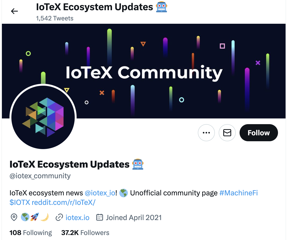 Top 6 IoTeX influencers to follow on Twitter code releases PlatoBlockchain Data Intelligence. Vertical Search. Ai.