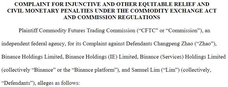 CZ Answers CFTC Allegations Against Binance, Denies Market Manipulation Sigma PlatoBlockchain Data Intelligence. Vertical Search. Ai.