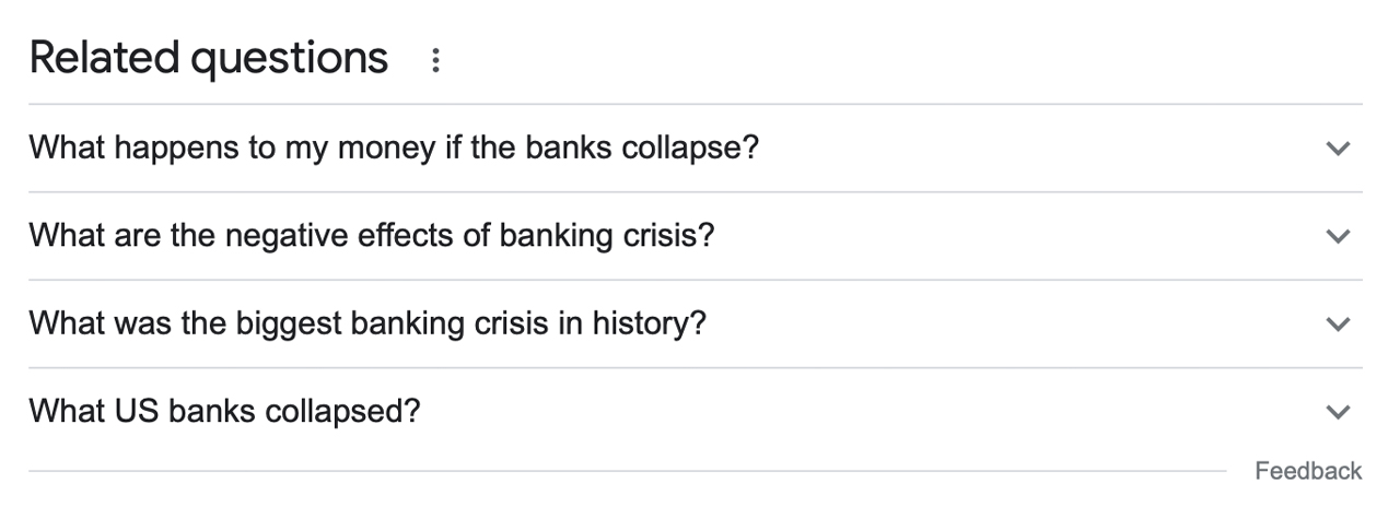 Google Trends Data paljastaa haut "pankkikriisi", "pankki juoksu" ja räjähdysmäinen nousu