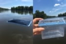 Photo of the water purifier in a lake
