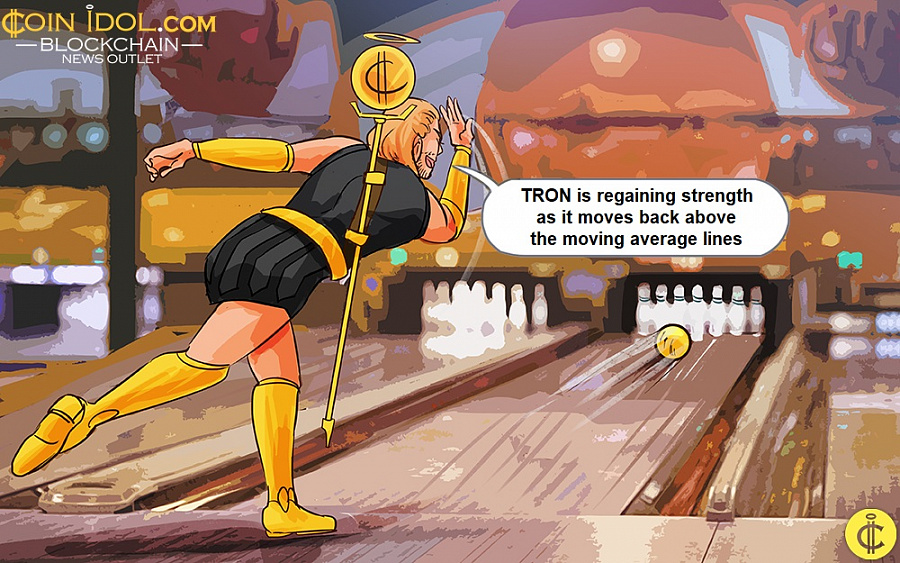TRON is regaining strength as it moves back above the moving average lines