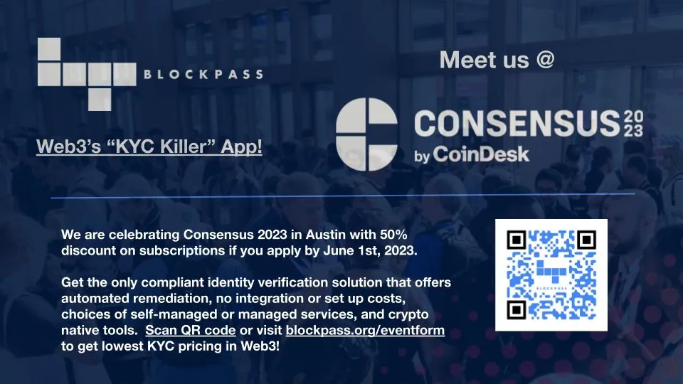 Blockpass heralds Consensus 2023 with the most affordable, built-for-crypto ZK KYC developments PlatoBlockchain Data Intelligence. Vertical Search. Ai.