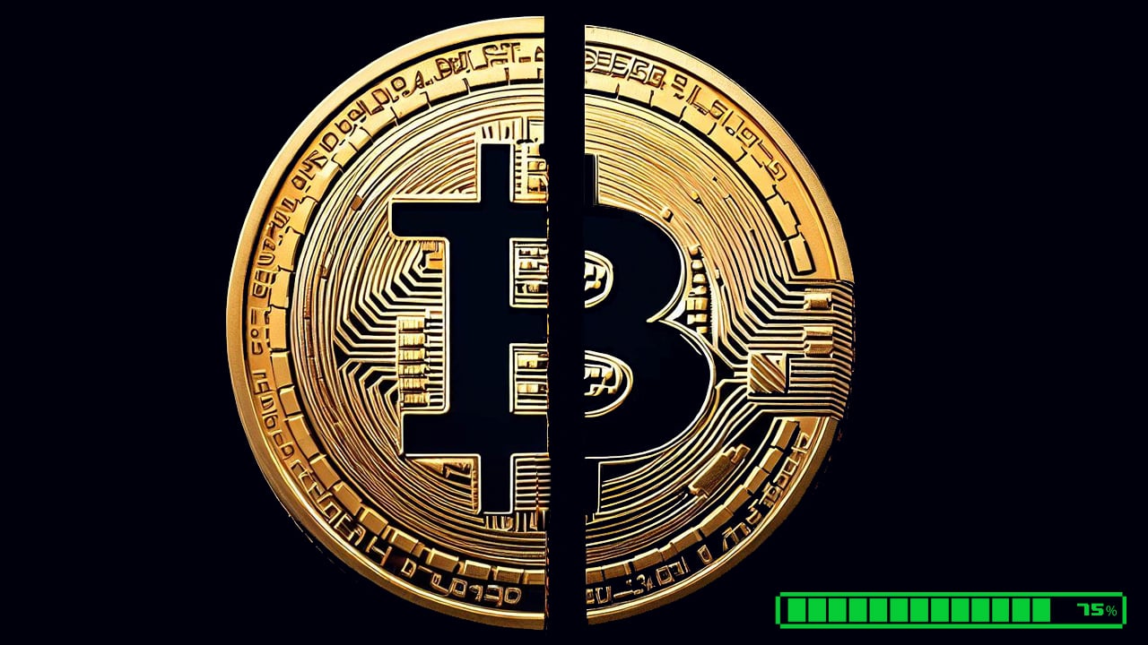 شبكة Bitcoin تصل إلى 75٪ من التقدم نحو النصف في المكافأة التالية