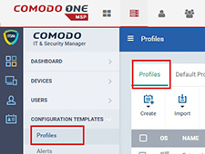 Comodo One. Konfiguration af profiler i ITSM