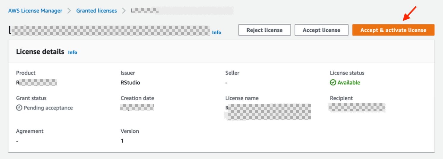 איור 7: מסוף AWS License Manager עם פרטי רישיון