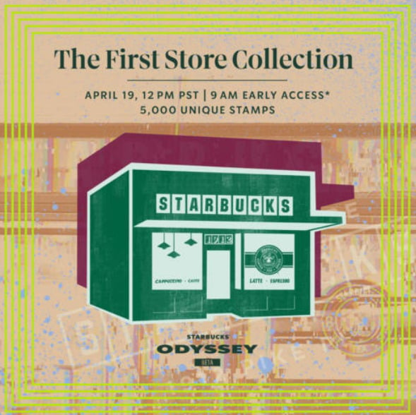 Chương trình khuyến mãi NFT của Bộ sưu tập Cửa hàng Đầu tiên của Starbucks.