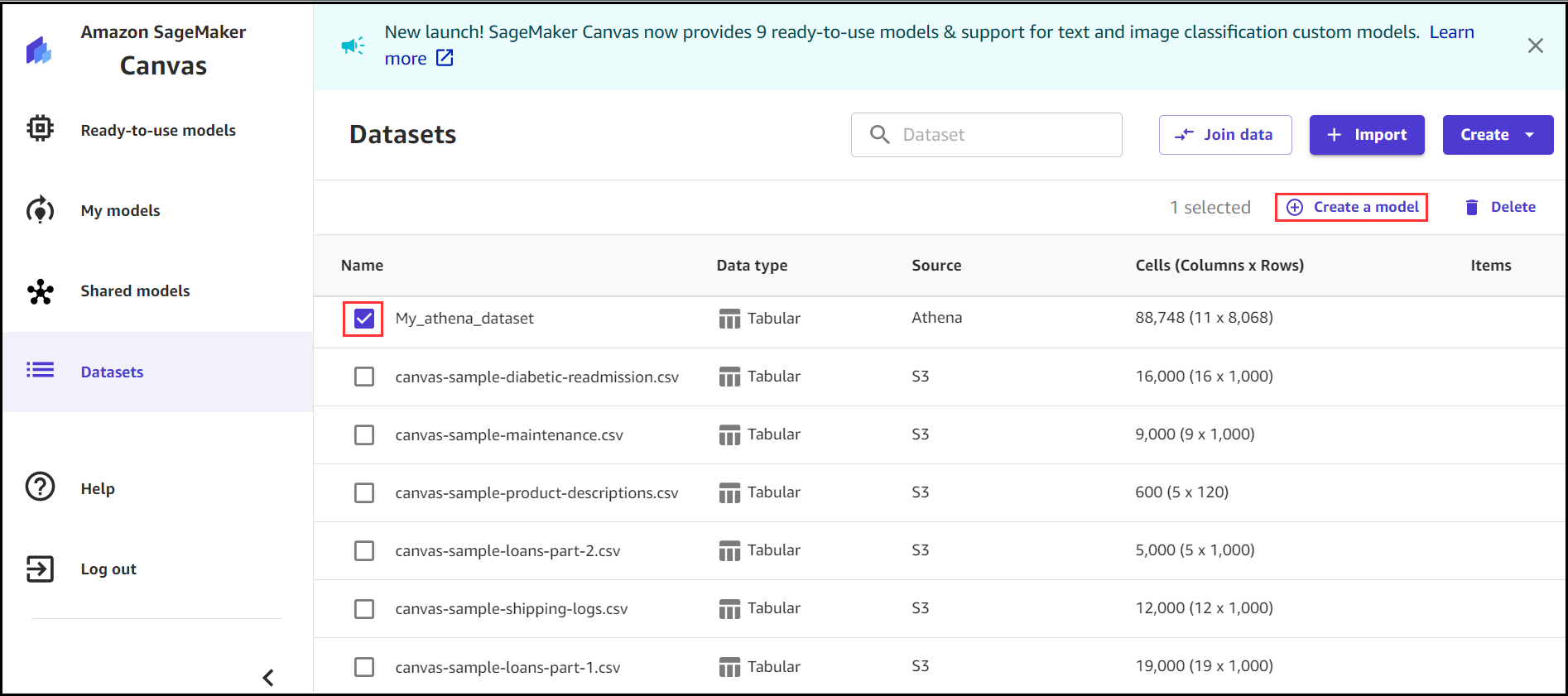 Import data from over 40 data sources for no-code machine learning with Amazon SageMaker Canvas importing PlatoBlockchain Data Intelligence. Vertical Search. Ai.
