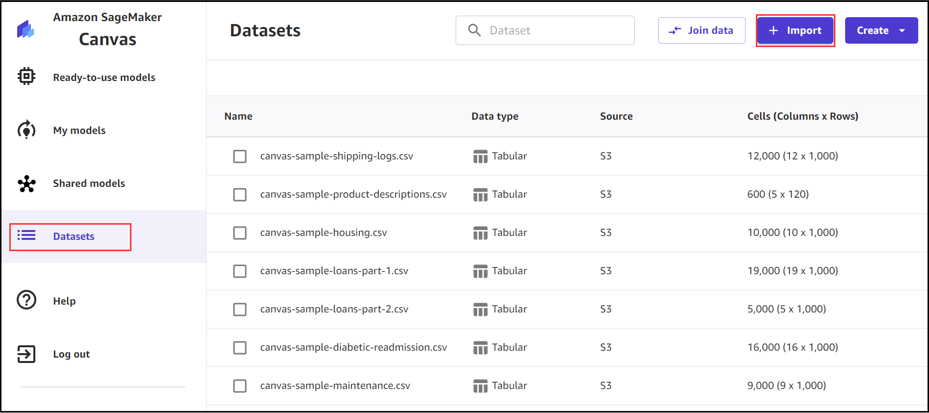 Amazon SageMaker Canvas를 사용하여 코드 없는 기계 학습을 위해 40개 이상의 데이터 소스에서 데이터 가져오기