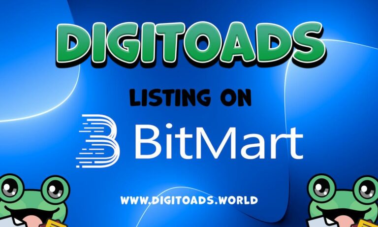New Meme Coin DigiToads (TOADS) Token To List on BitMart Exchange coupon PlatoBlockchain Data Intelligence. Vertical Search. Ai.