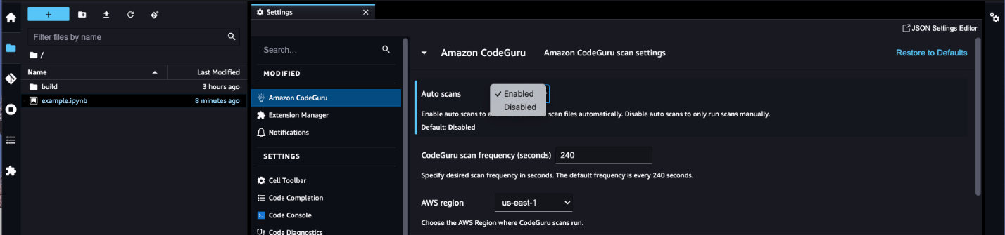 Предложения кода на основе искусственного интеллекта и сканирование безопасности в блокнотах Amazon SageMaker с использованием Amazon CodeWhisperer и Amazon CodeGuru | Веб-сервисы Amazon PlatoBlockchain Data Intelligence. Вертикальный поиск. Ай.