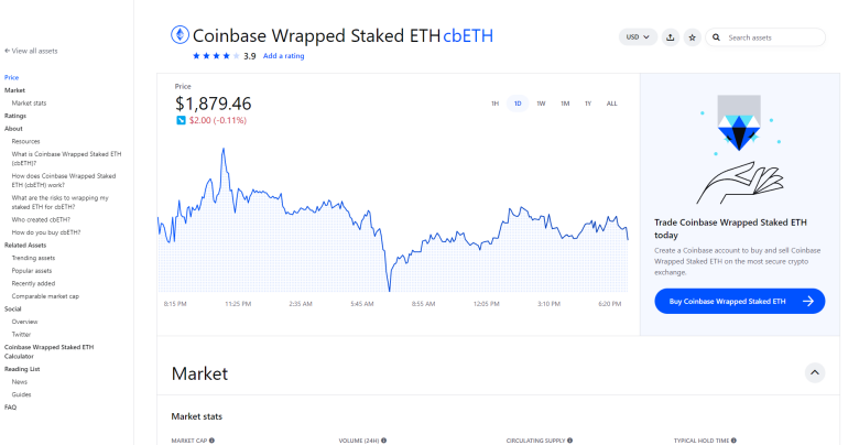 Coinbase-Webseite
