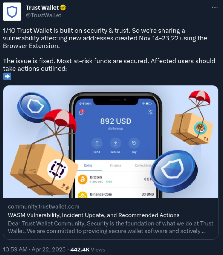 Funds of Every Wallet Created With The Trust Wallet Browser Extension Could Have Been Stolen Without Any User Interaction | Ledger PlatoBlockchain Data Intelligence. Vertical Search. Ai.
