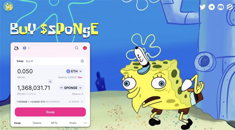 SpongeBob Token (SPONGE) ajunge la 2.7 milioane USD în doar câteva ore