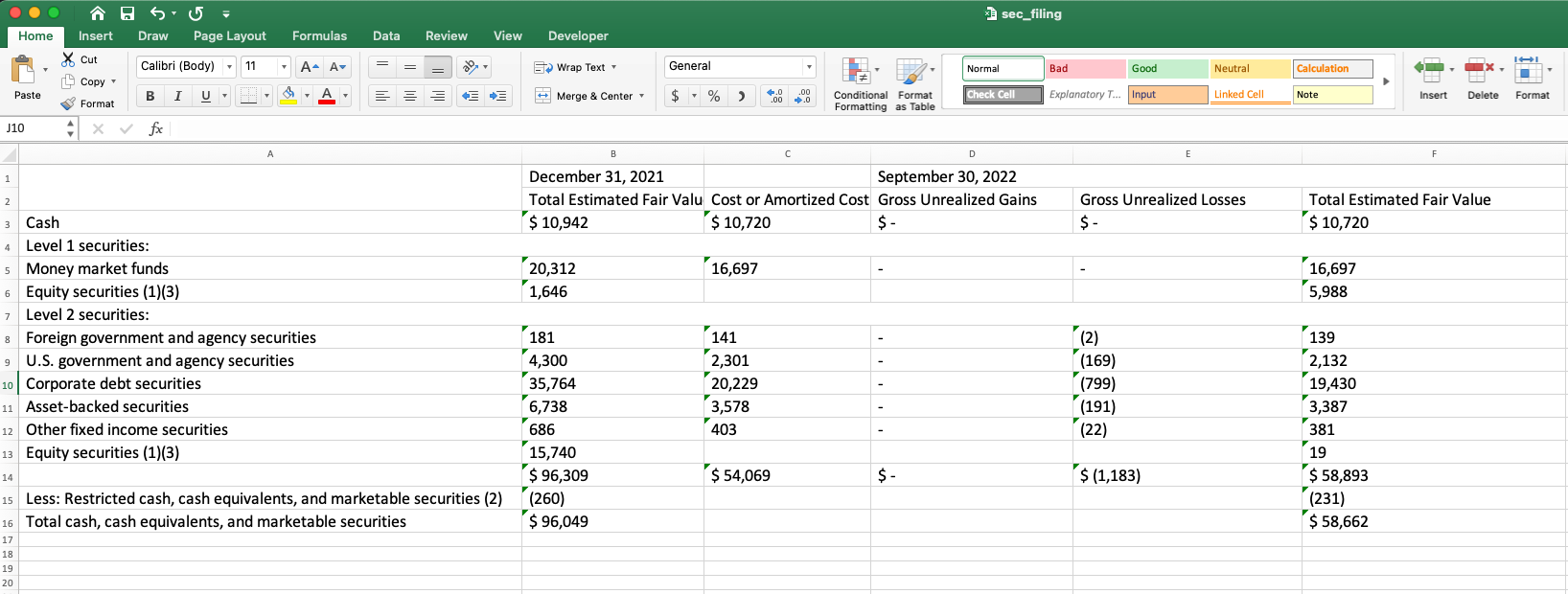 Таблица в Excel