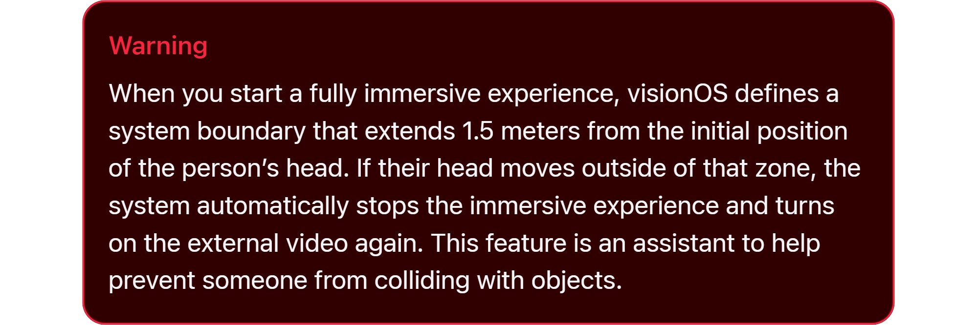 Apple wyjaśnia granice przestrzeni do zabawy VR w Vision Pro