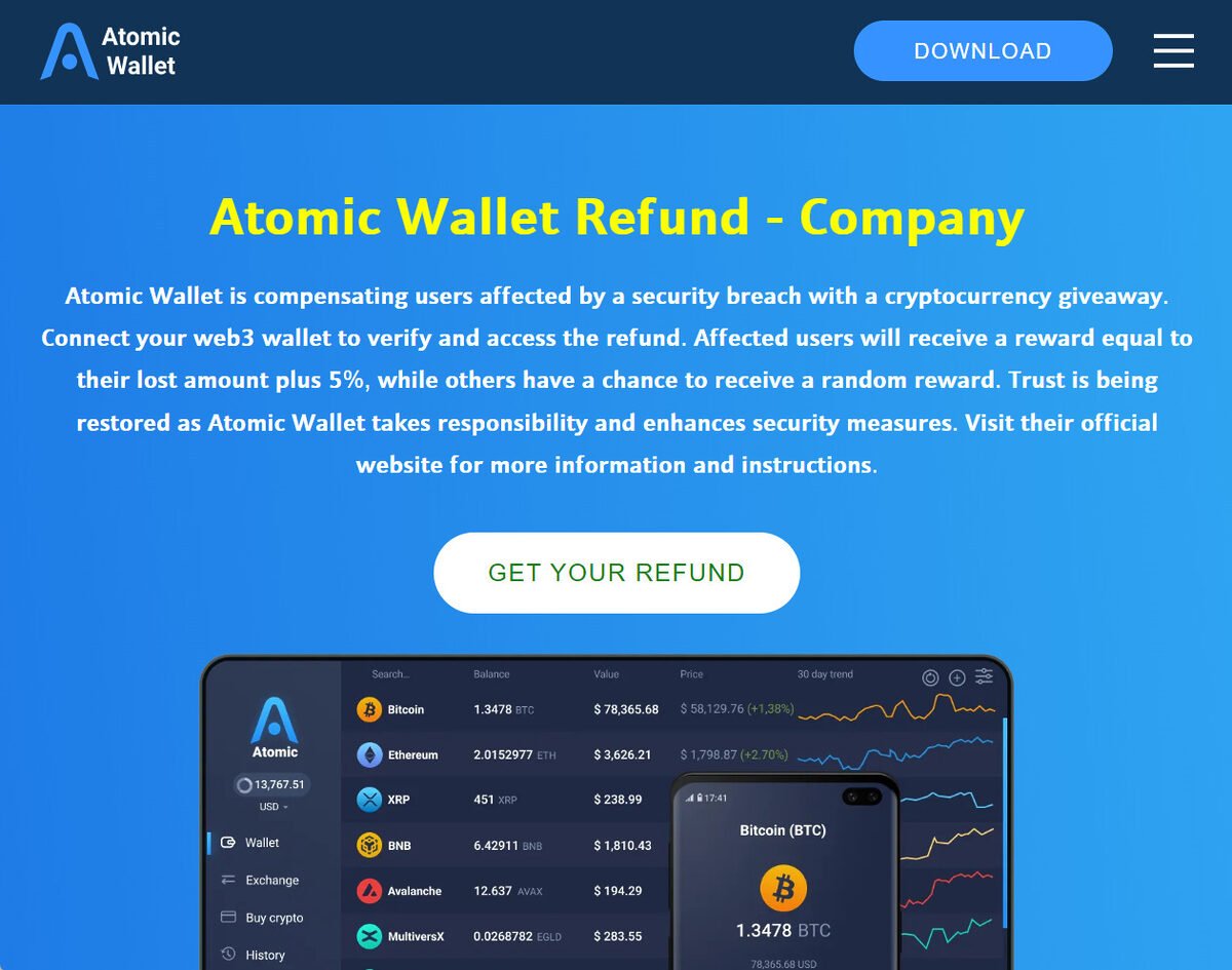 Atomc Wallet返金詐欺。