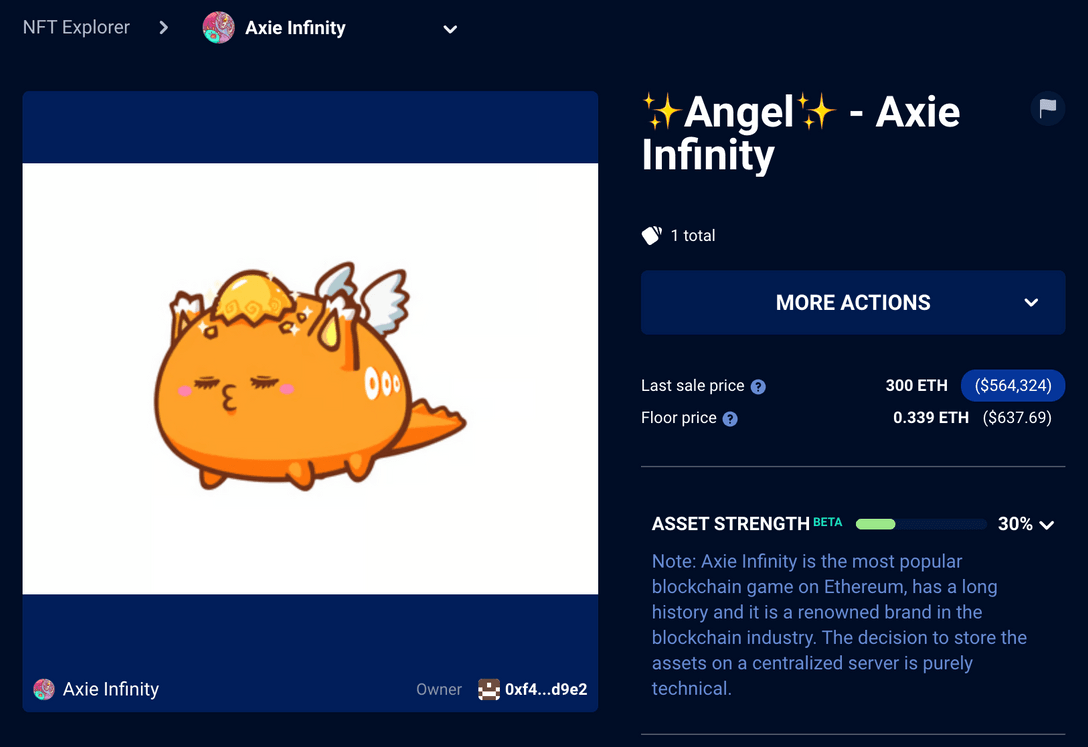 Angel Axie NFT solgt for 300 ETH