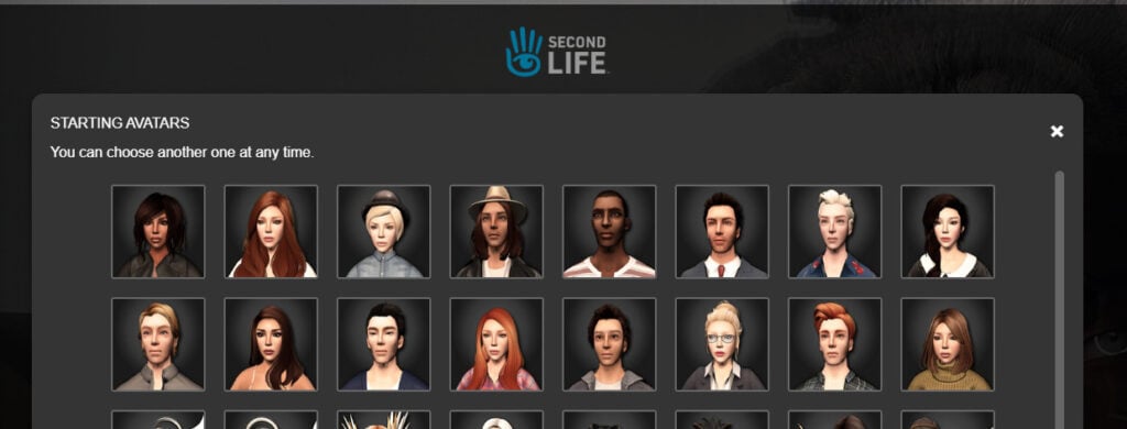 Valg og avatar på Second Life