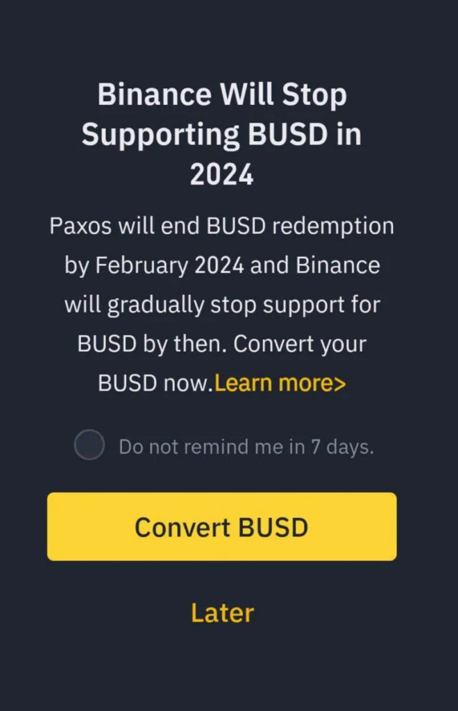 Binance ngừng hỗ trợ BUSD vào năm 2024, quảng bá Stablecoin mới