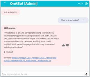 Triển khai tính năng trả lời câu hỏi tự phục vụ bằng giải pháp QnABot trên AWS do Amazon Lex cung cấp với Amazon Kendra và các mô hình ngôn ngữ lớn | Dịch vụ web của Amazon