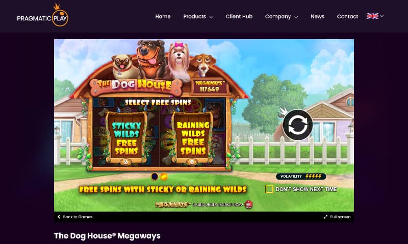 Free Spins at The Dog House Megaways slot.
