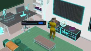 Klip z oprogramowaniem sprzętowym Quest 3 przedstawia siatkę pomieszczenia 3D czujnika głębokości