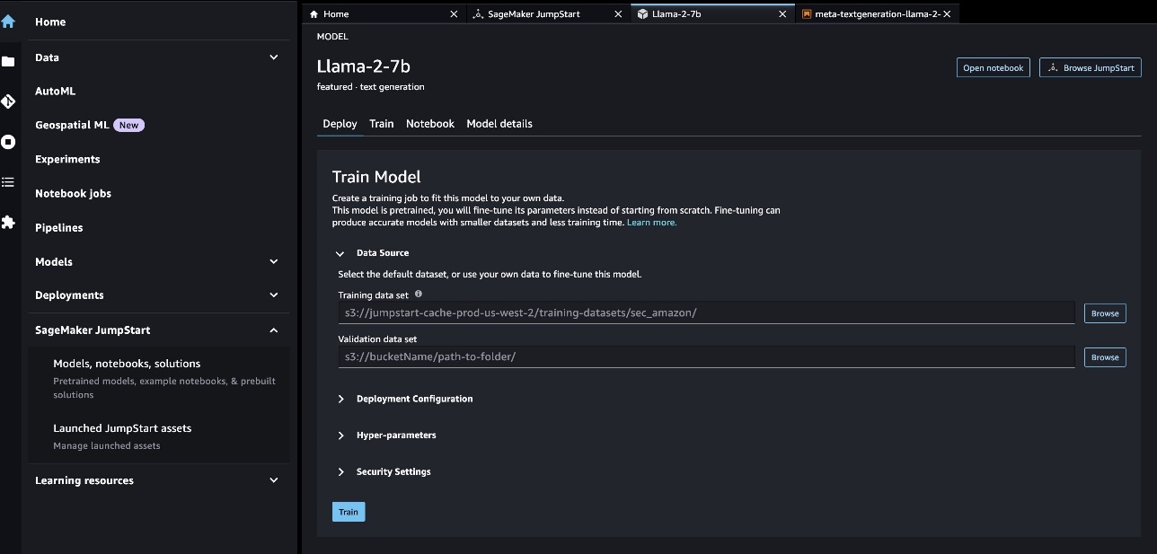 Налаштуйте Llama 2 для створення тексту на Amazon SageMaker JumpStart | Amazon Web Services PlatoBlockchain Data Intelligence. Вертикальний пошук. Ai.