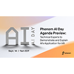 Vorschau auf die Agenda des Phenom AI Day: Technische Experten demonstrieren und erklären die Anwendung von KI im Personalwesen