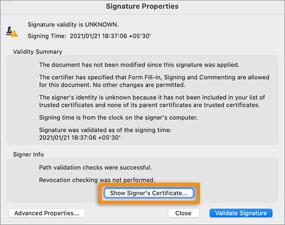 Validering av signaturer på PDF-filer i Adobe Acrobat