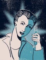 Cartoon of a woman holding a test tube