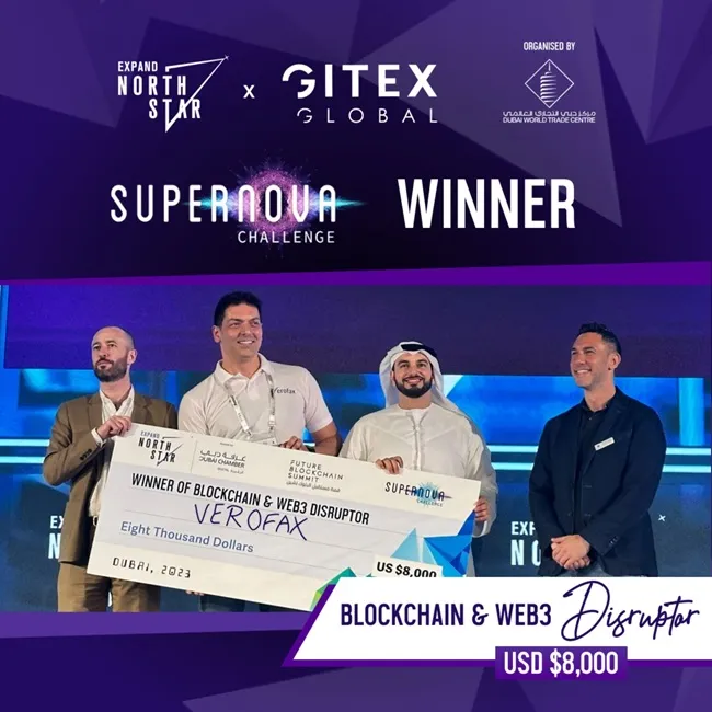 Verofax giành được Giải thưởng GITEX Supernova Web3 & Blockchain 2023 Blockchain PlatoBlockchain Data Intelligence. Tìm kiếm dọc. Ái.