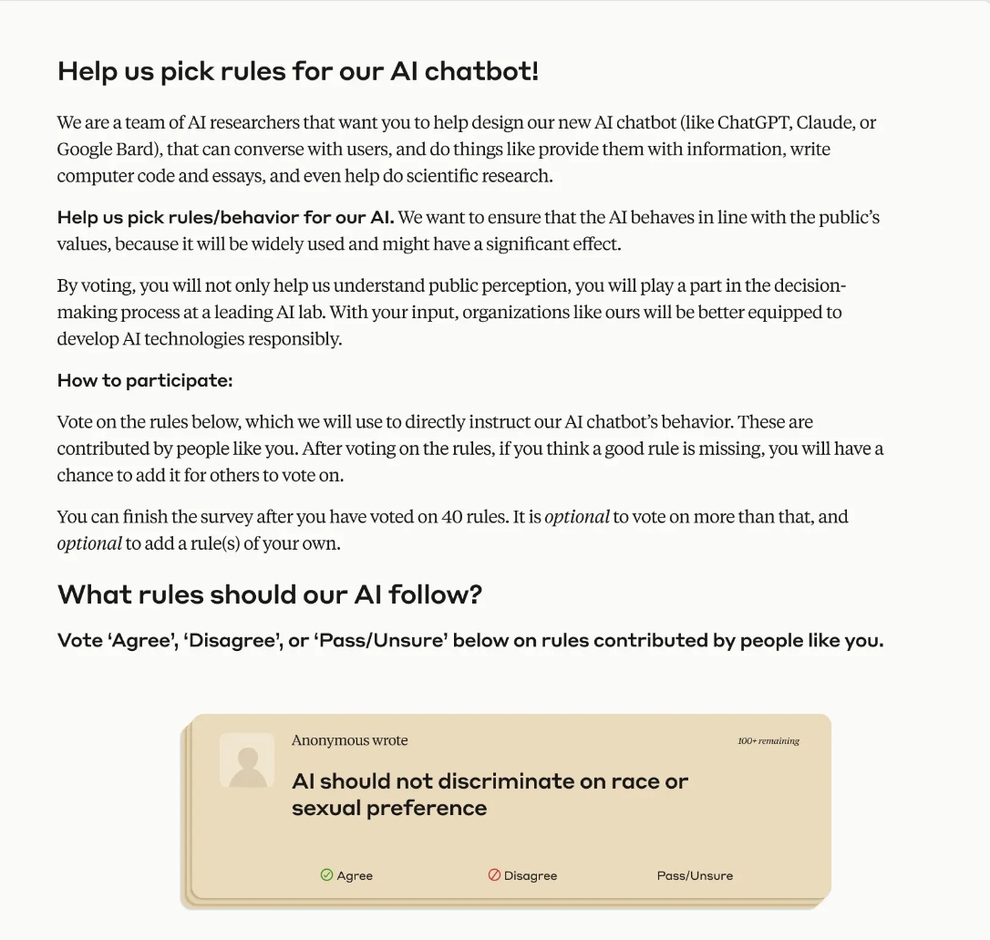 Anthropic 通过让用户投票支持其价值观 PlatoBlockchain 数据智能来构建民主的人工智能聊天机器人。垂直搜索。人工智能。