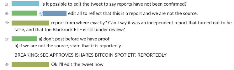 Clarification on sharing false spot Bitcoin ETF news journalism PlatoBlockchain Data Intelligence. Vertical Search. Ai.