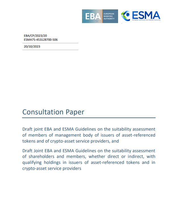 European Banking Authority, ESMA issue crypto entity suitability guidelines qualifying PlatoBlockchain Data Intelligence. Vertical Search. Ai.