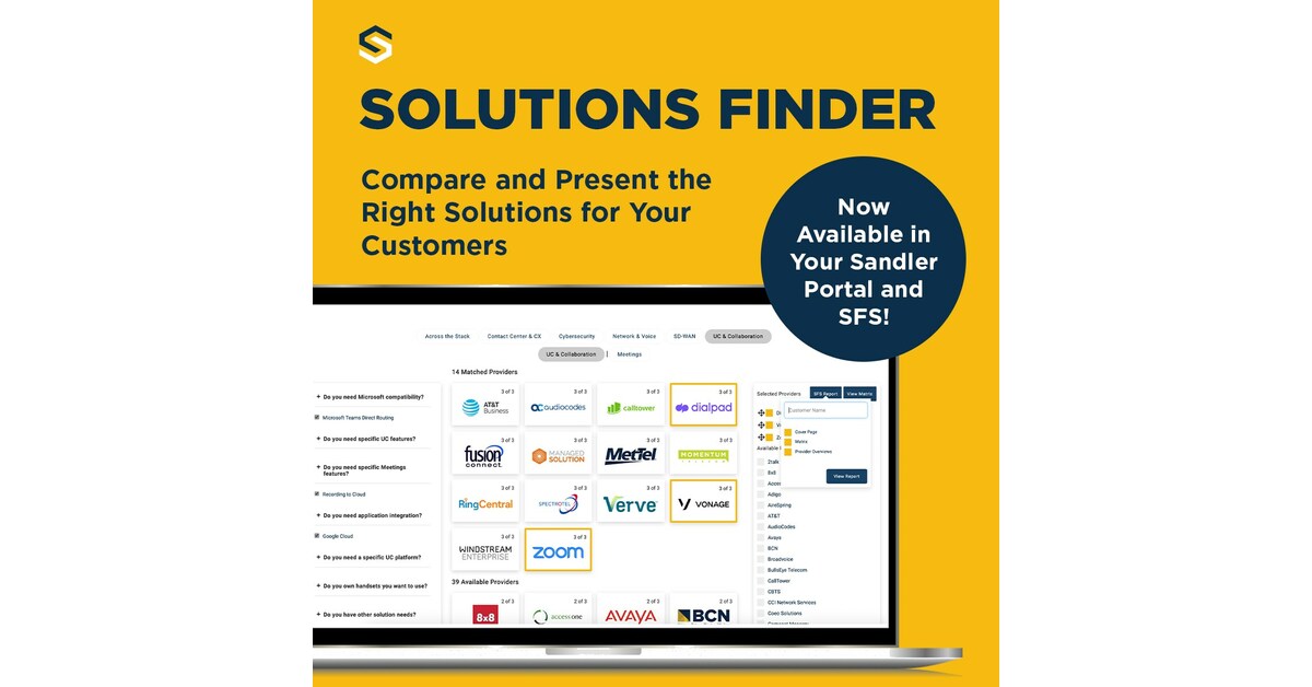 Sandler Partners' Solutions Finder Empowers Partners to Compare & Select Right Solutions for Customers cable PlatoBlockchain Data Intelligence. Vertical Search. Ai.
