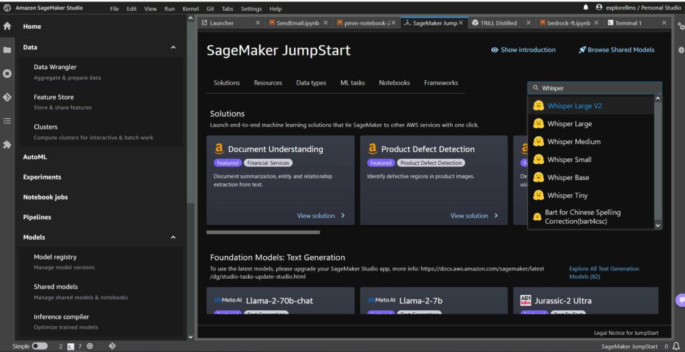 이제 Amazon SageMaker JumpStart에서 자동 음성 인식을 위한 속삭임 모델을 사용할 수 있습니다 | 아마존 웹 서비스