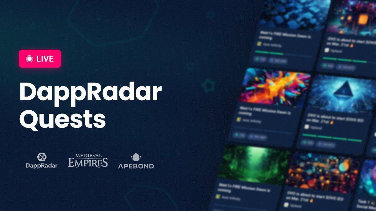 DappRadar Launches Quests to Gamify Web3 Discovery gamification PlatoBlockchain Data Intelligence. Vertical Search. Ai.