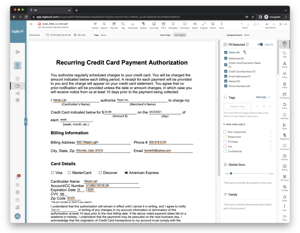 How Reveal’s Logikcull used Amazon Comprehend to detect and redact PII from legal documents at scale | Amazon Web Services PlatoBlockchain Data Intelligence. Vertical Search. Ai.