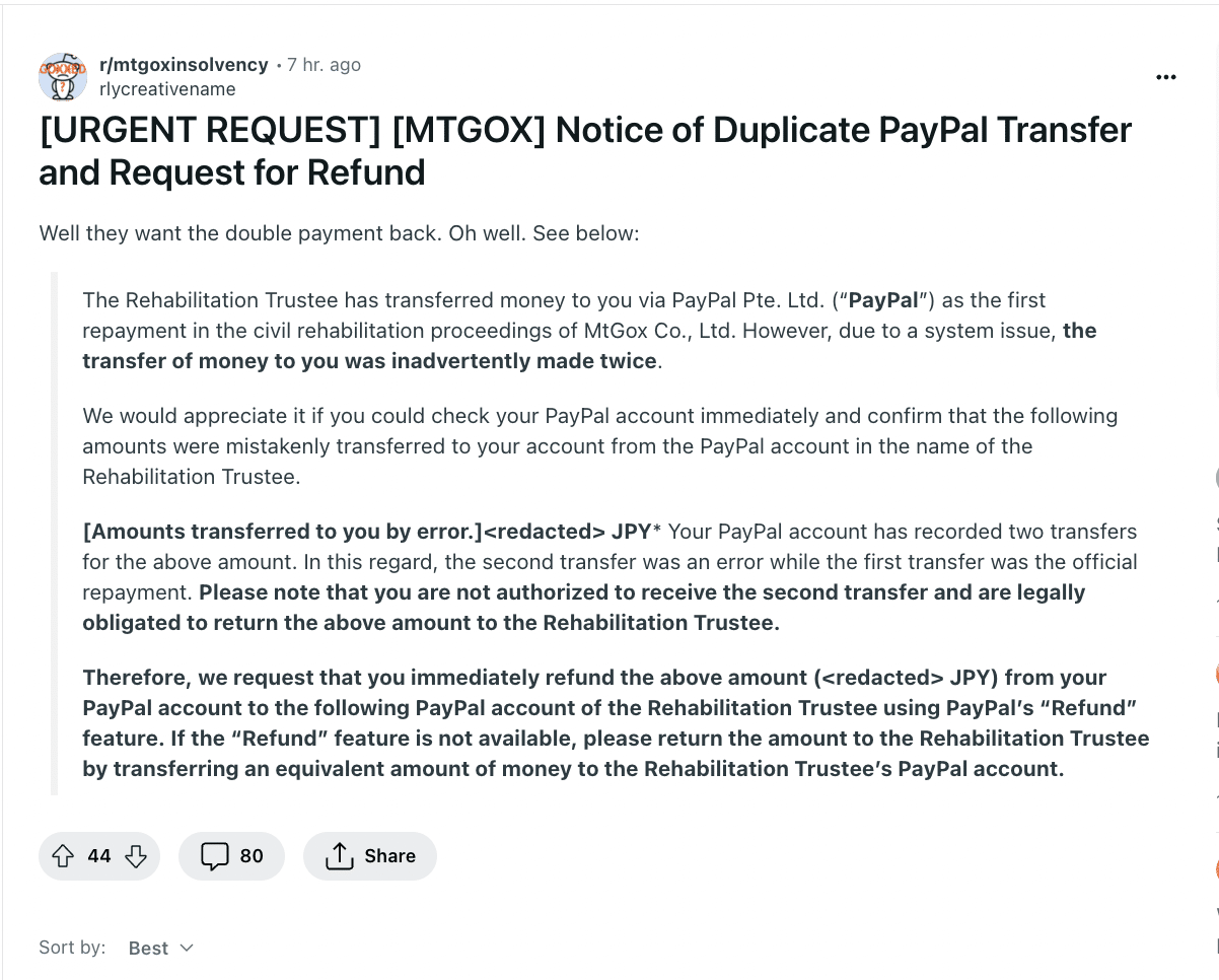 Creditors Report Double Reimbursements from Mt. Gox Trustee - Unchained PayPal PlatoBlockchain Data Intelligence. Vertical Search. Ai.