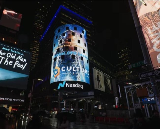 Culture Capital ha hecho su debut en la cartelera de la torre NASDAQ con el lanzamiento de sus servicios en Asia
