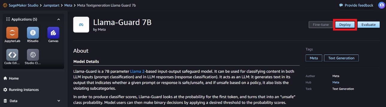 Llama Guard is now available in Amazon SageMaker JumpStart | Amazon Web Services evaluations PlatoBlockchain Data Intelligence. Vertical Search. Ai.