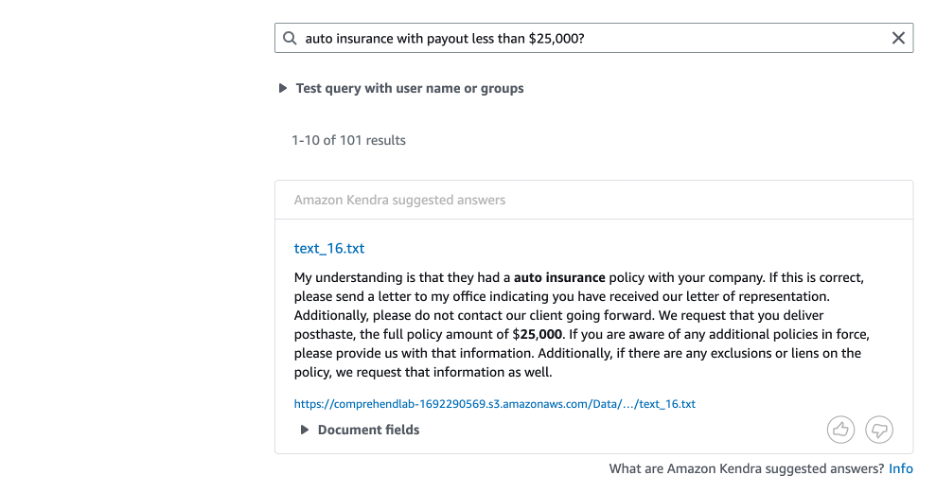 Kasutage Amazon Comprehendi loodud kohandatud metaandmeid, et Amazon Kendra | abil arukalt töödelda kindlustusnõudeid Amazoni veebiteenused