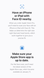 Apple Vision Pro requerirá un escaneo de Face ID para realizar pedidos en línea