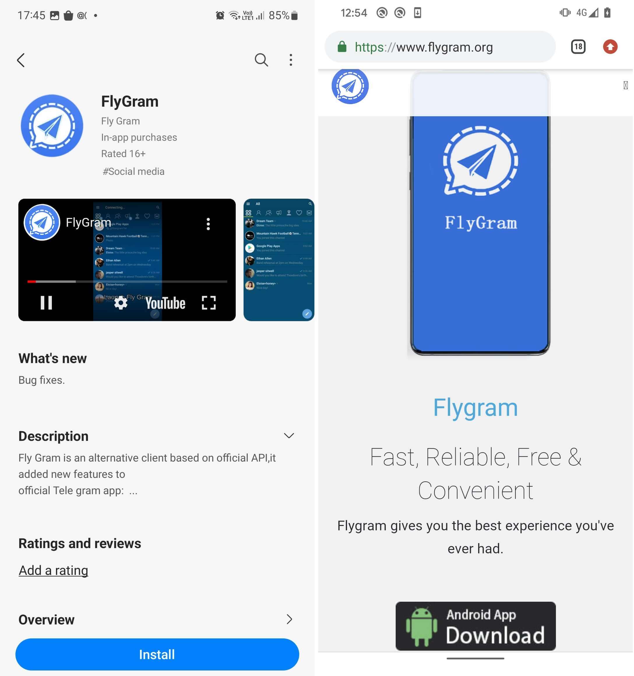 Gambar 3. Aplikasi Telegram yang di trojan untuk Android